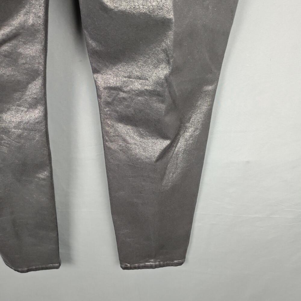 White House Black Market Pants Womens 14 Silver The Skinny Ankle Metallic Coated - Picture 14 of 16